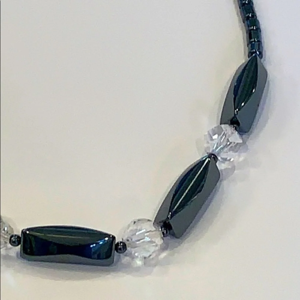 💐5/25 hematite and crystal bead simple necklace